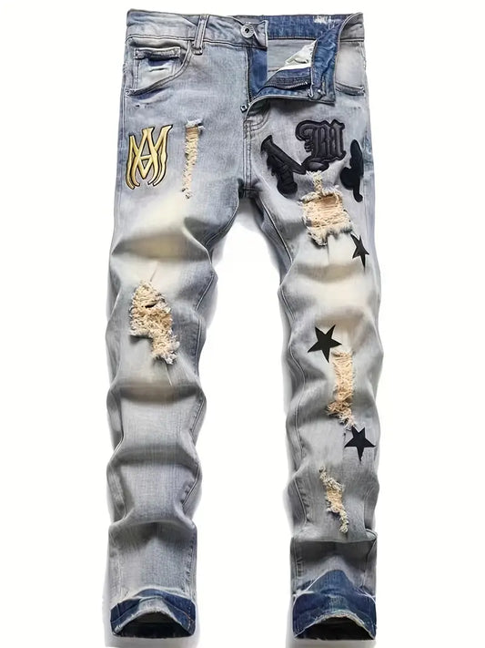 Embroidery Star Pattern Pants (t)